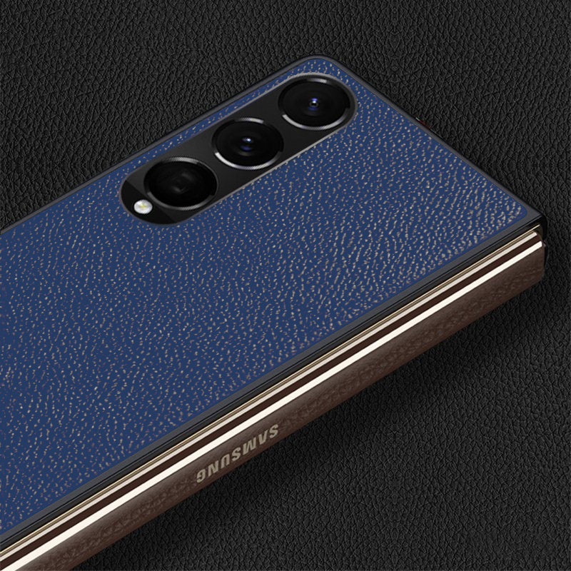 Galaxy Z Fold3 Leather Business Style Canvas Hybrid Case