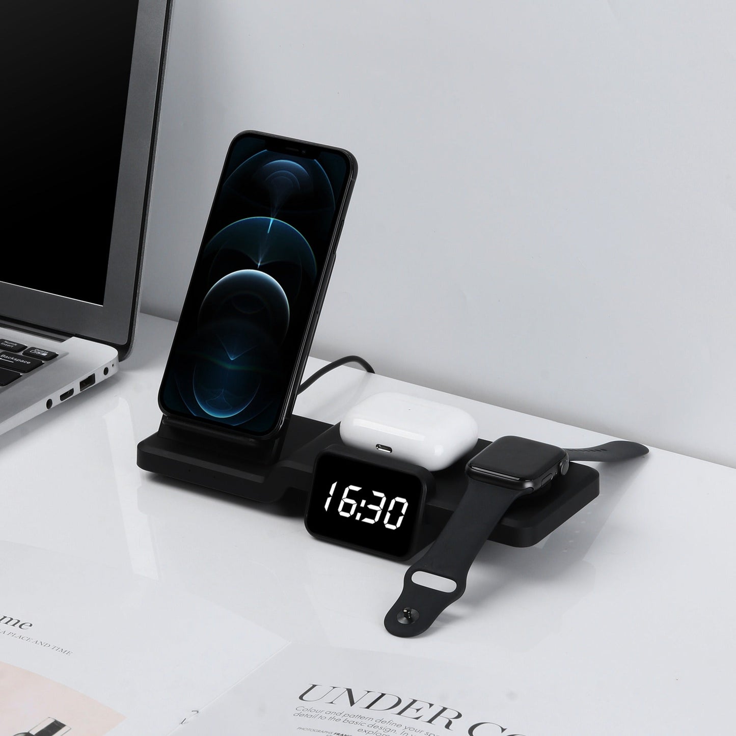4 in 1 Wireless Charger with Digital Clock