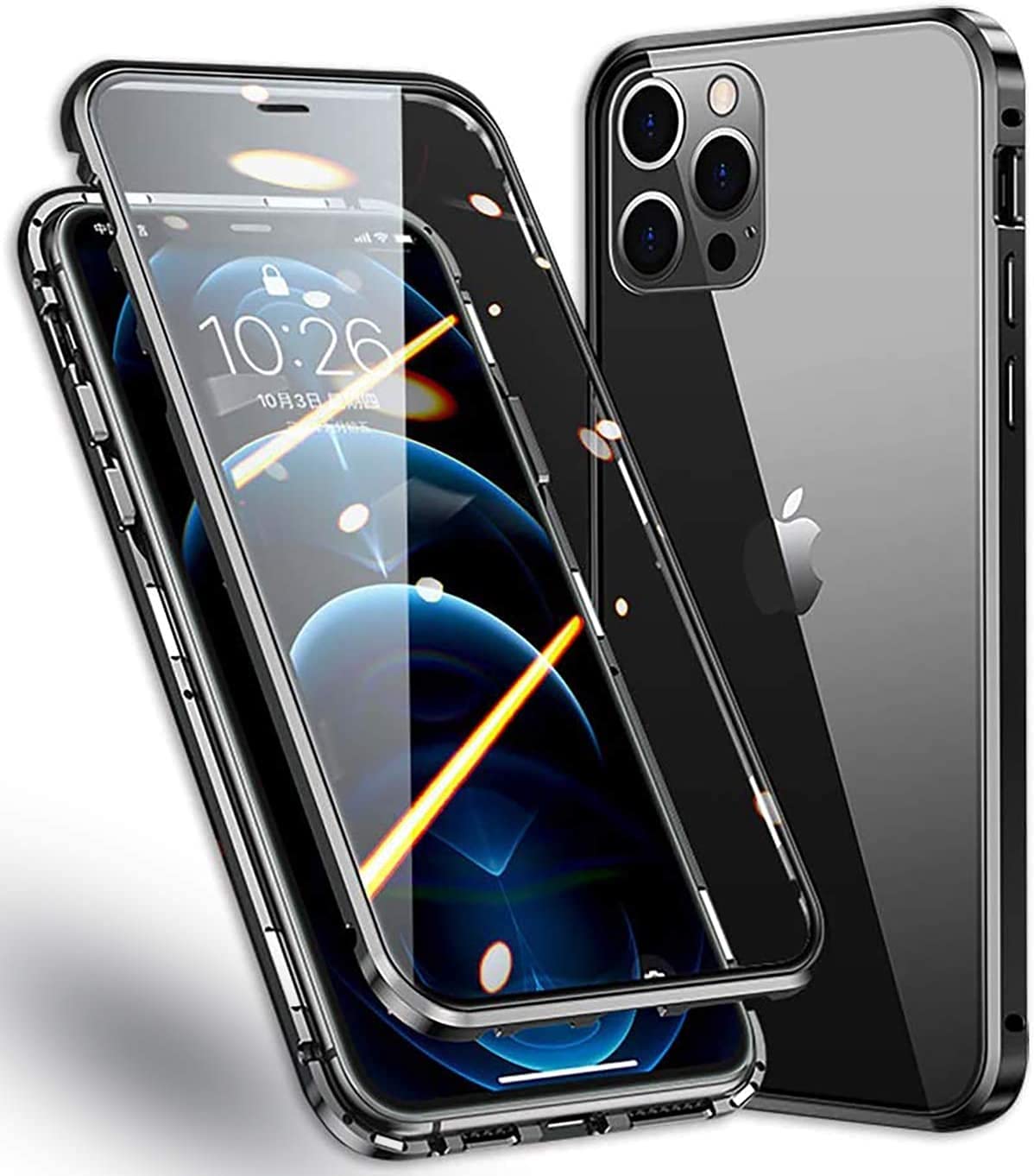 iPhone 12 Electronic Auto-Fit (Front+ Back) Glass Magnetic Case