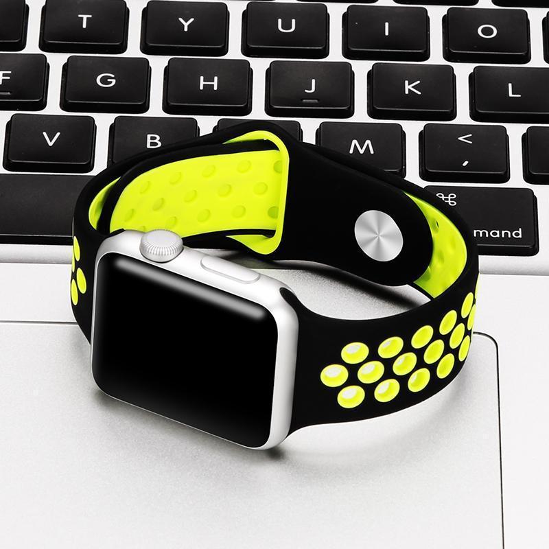 Perforated Sport Edition 42mm Strap for Apple Watch - Black Green (ONLY STRAP NOT WATCH)