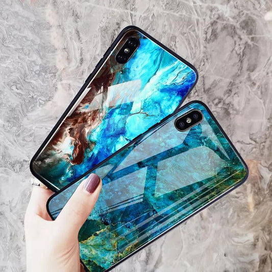 iPhone X Soothing Sea Pattern Marble Glass Back Case