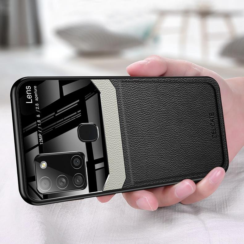 Galaxy A21s Sleek Slim Leather Glass Case