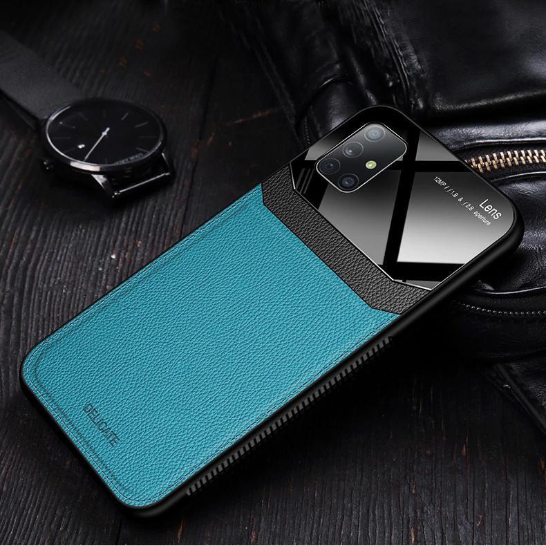 Galaxy A71 Sleek Slim Leather Glass Case