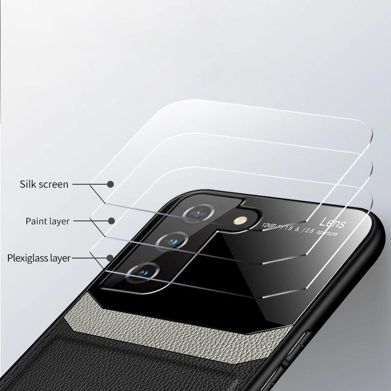Galaxy S21 Sleek Slim Leather Glass Case