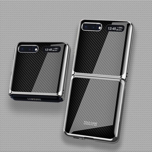 Galaxy Z Flip Carbon Fiber Texture Glass Case