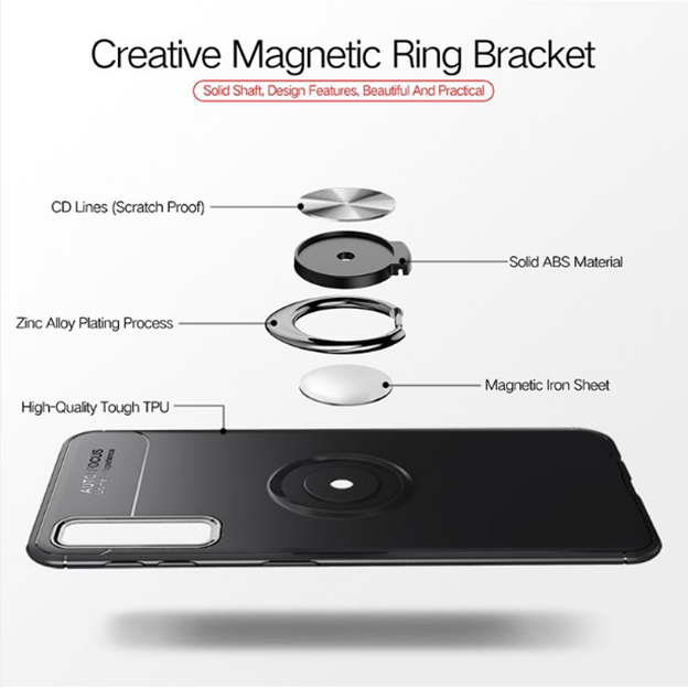 Galaxy A7 2018 Metallic Finger Ring Holder Matte Case