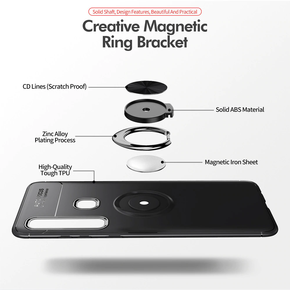 Galaxy A9 2018 Metallic Finger Ring Holder Matte Case