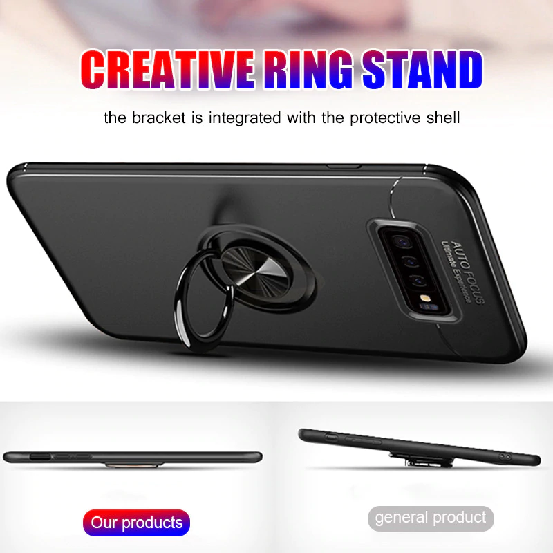 Galaxy S10 Plus Metallic Finger Ring Holder Matte Case