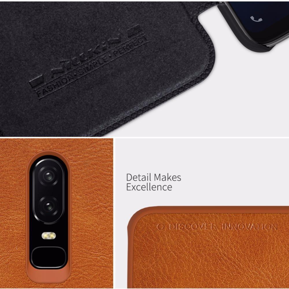 OnePlus 6 Genuine QIN Leather Flip Case