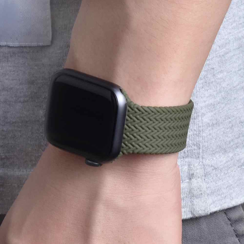 Woven Texture Silicone Strap for Apple Watch [42/44MM] - Dark Olive Green