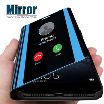 Galaxy Note 10 (3 in 1 Combo) Mirror Clear Flip Case + Tempered Glass + Earphones [Non Sensor]
