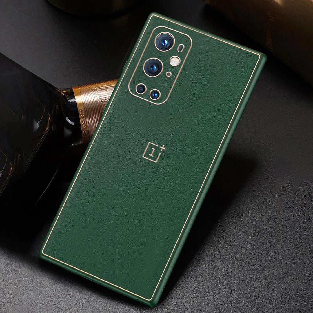 OnePlus 9 Pro Leather Textured Gold Plated Case