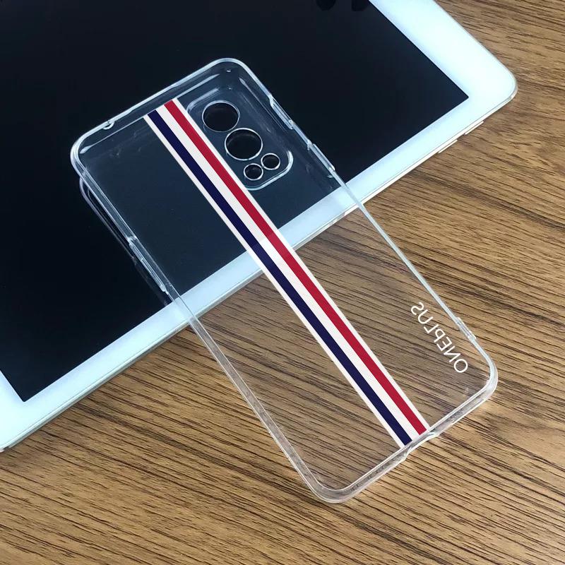 OnePlus Nord 2 Clear Back Case with Colored Stripes