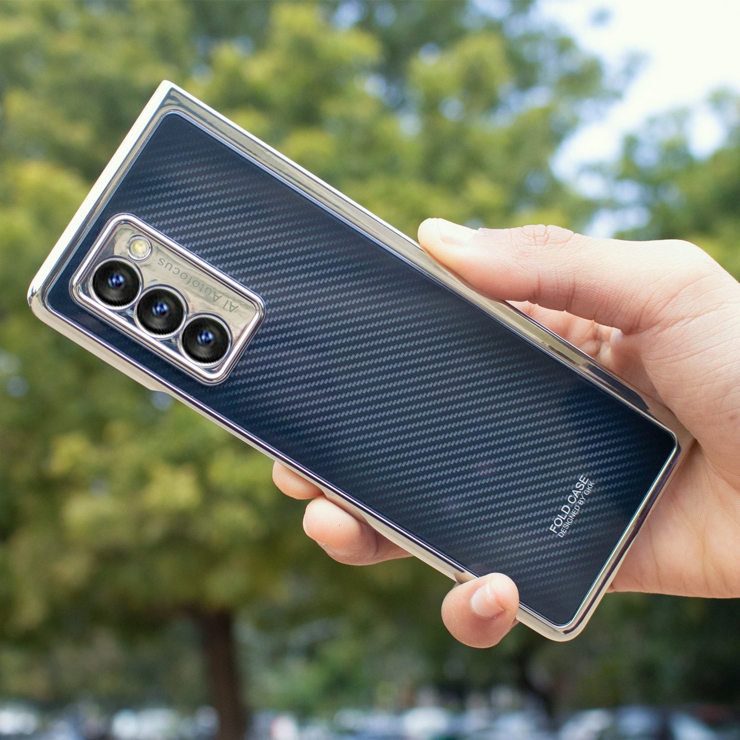 Galaxy Z Fold2 Carbon Fiber Texture Glass Case
