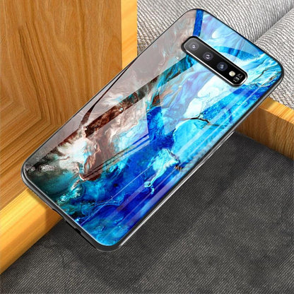 Galaxy S10 Plus Soothing Sea Pattern Marble Glass Back Case