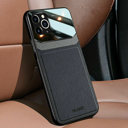 iPhone 11 Series (3 in 1 Combo) Leather Lens Case + Tempered Glass + Camera Lens Protector