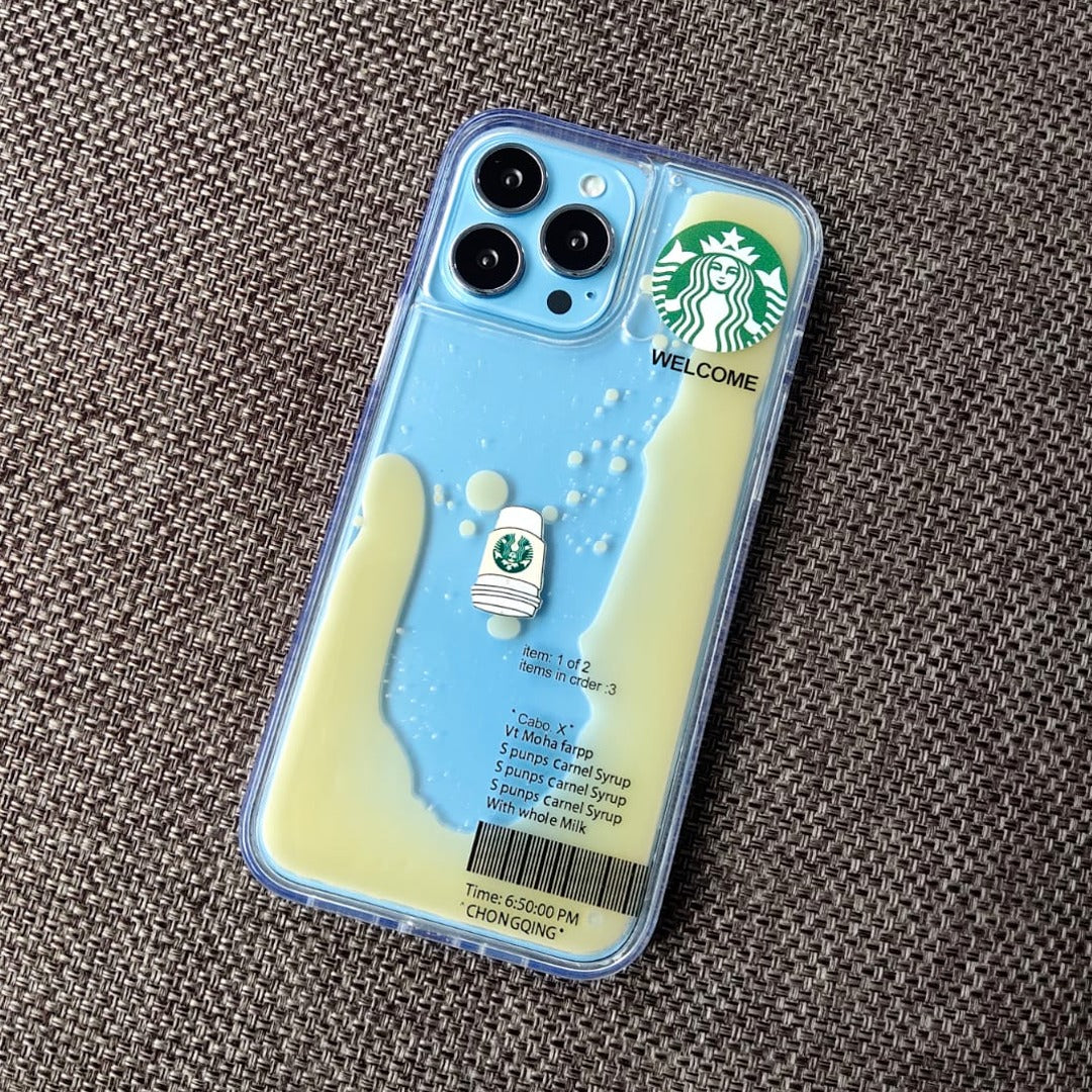 iPhone Series Coffee Edition Floating Gel Liquid Case