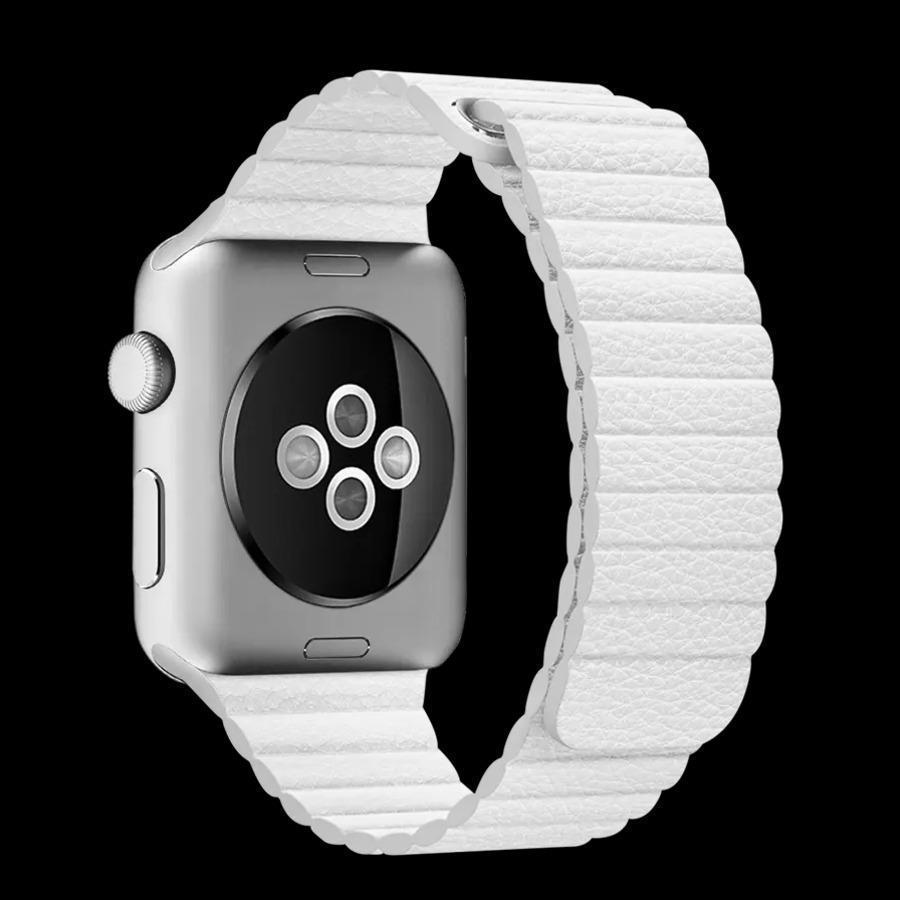 Coteetci - Leather Loop Strap for Apple Watch [42/44MM] - White