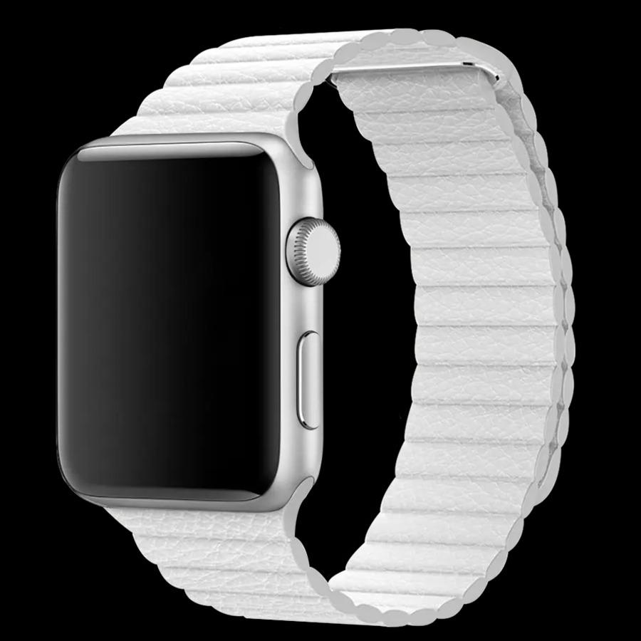 Coteetci - Leather Loop Strap for Apple Watch [42/44MM] - White