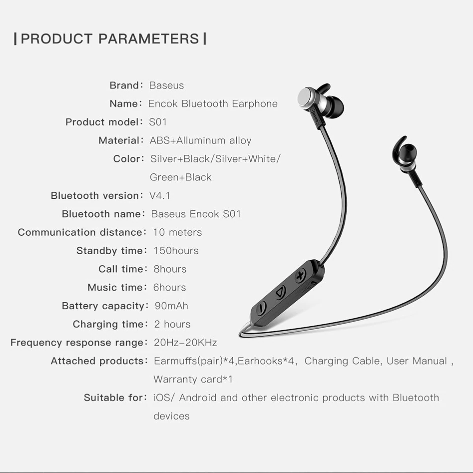 Baseus ® Encok Magnetic Switch Wireless Earphones S01