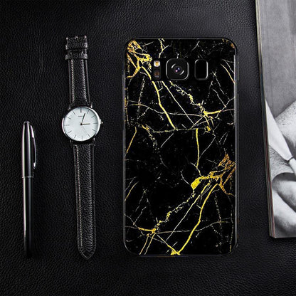 Galaxy S8 Gold Dust Texture Marble Glass Case