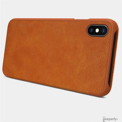 iPhone XS Max Genuine QIN Leather Flip Case