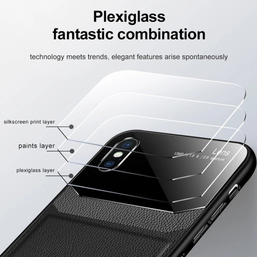 iPhone XR Sleek Slim Leather Glass Case