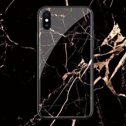 iPhone XR Gold Dust Texture Marble Glass Case