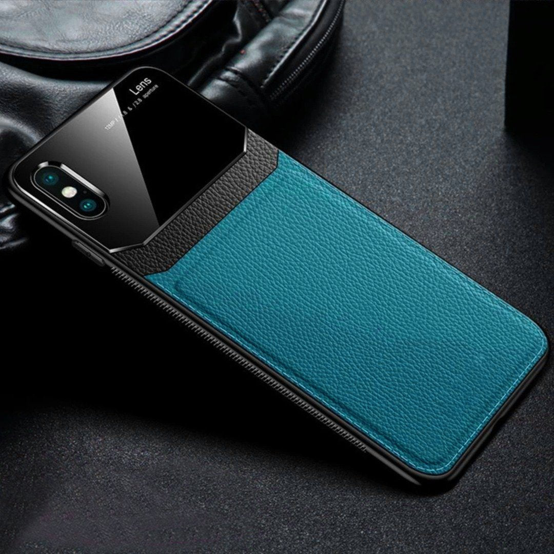 iPhone X Sleek Slim Leather Glass Case