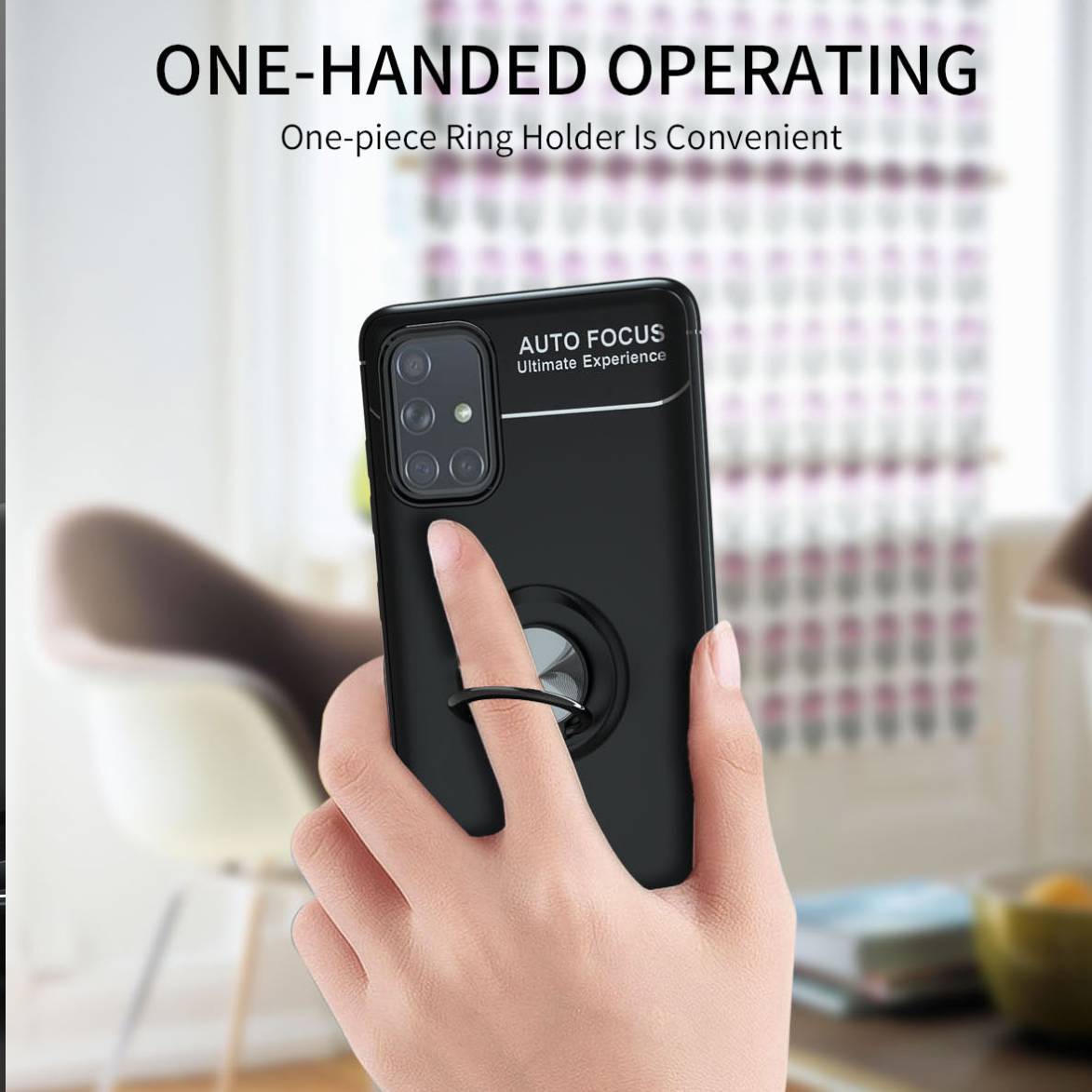 Galaxy A71 Metallic Finger Ring Holder Matte Case
