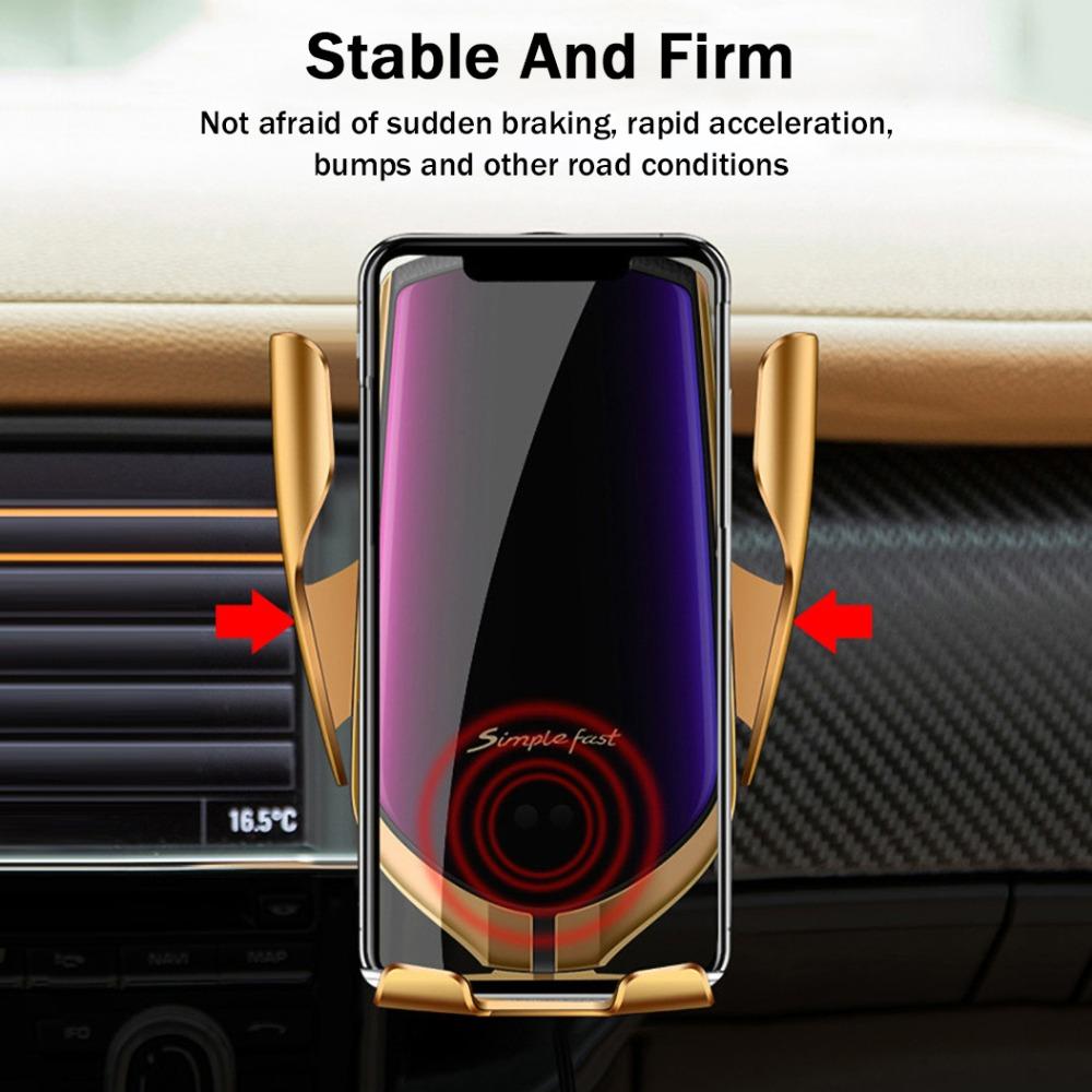 Gold-Plated Auto-Clamp Magnetic Wireless Charger Mount
